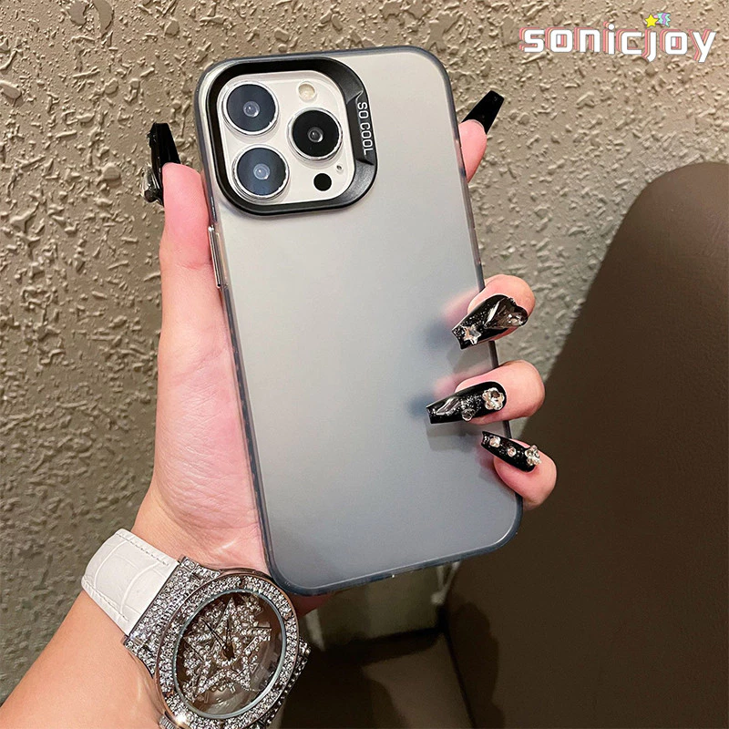 Ốp lưng màu bạc trơn mờ sang trọng cho iPhone 11 12 13 14 15 16 Pro Max X XR XS Max 7Plus 8Plus Vỏ cứng chống sốc-SY