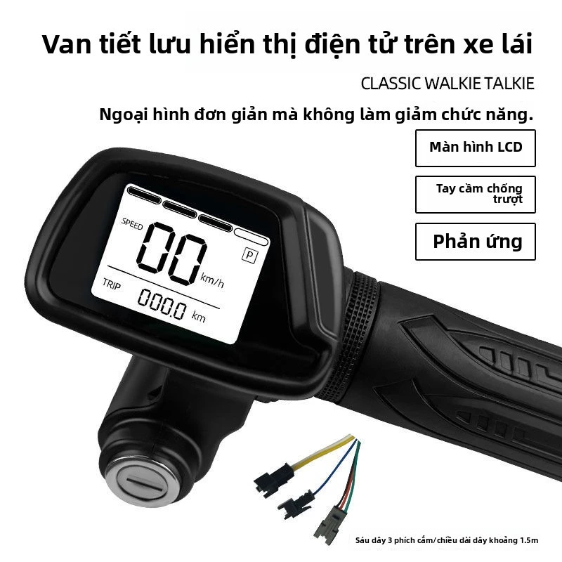 Ghi đông xe đạp điện hiển thị công suất, xe đạp pin lithium gập lại, ghi đông xe đạp điện, ga LCD 36V 48V