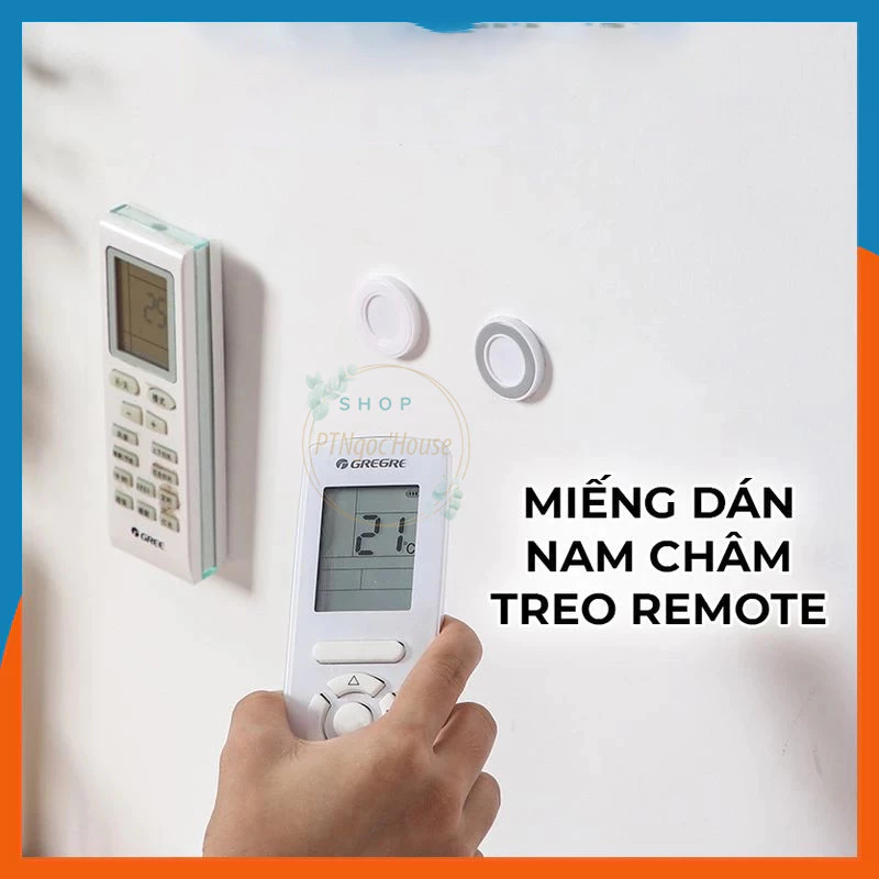 Miếng Dán Nam Châm Tròn Treo Remote Dán Tường, Giá Treo Điều Khiển Từ Tính Gắn Tường - HÀNG CÓ SẴN