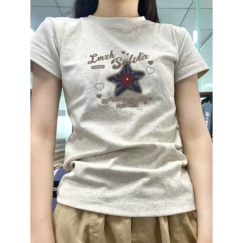 Áo Croptop Kiểu Babytee Thun Form Lỡ Màu Sáng Tiêu In Ngôi Sao