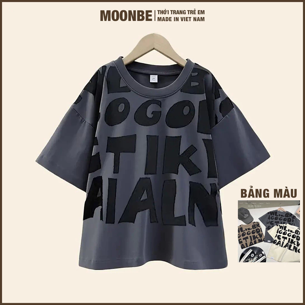 [Size 6-50kg] Áo Thun Cho Bé Trai Gái Phom Rộng Tay Lỡ Chất Cotton Thời Trang Trẻ Em MOONBE Áo Phông TIK
