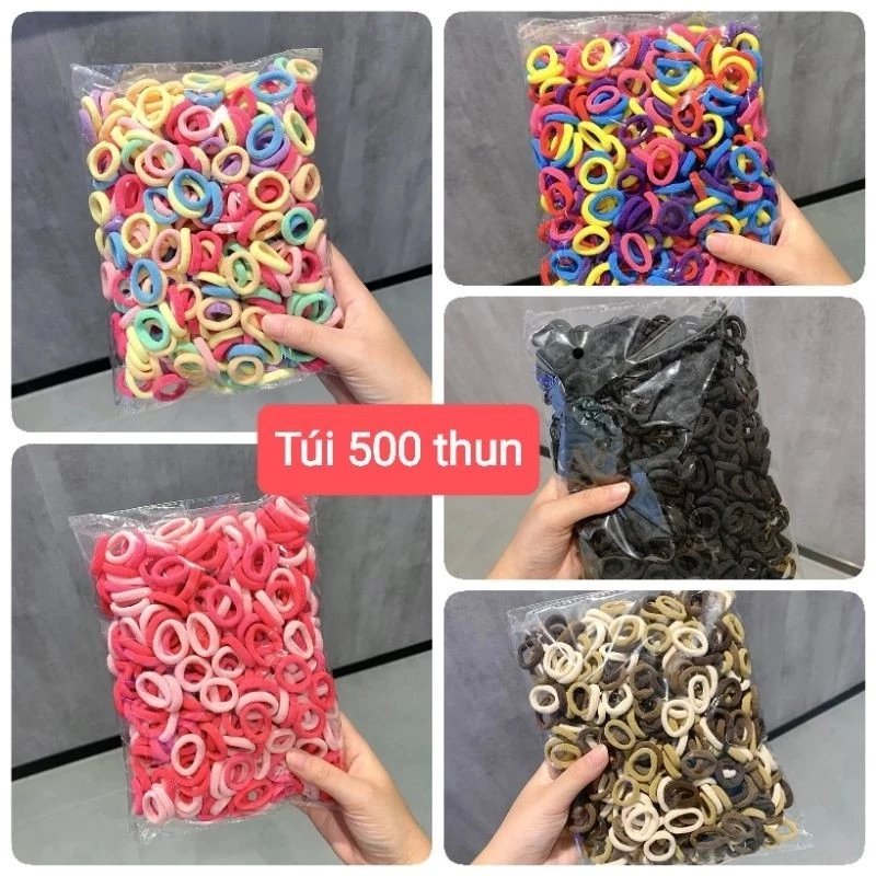Túi 500 Thun Cột Tóc Bọc Vải Cho Bé Không Đau Không Đứt Tóc Nhiều Tông Màu