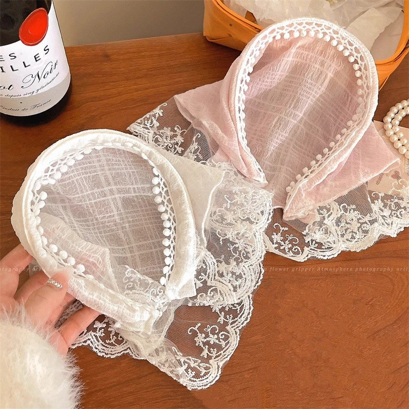 Xược khăn voan xinh phong cách vintage cổ điển nữ tính - Phụ kiện tóc ren hoa tiểu thư chụp hình đi picnic đi du lịch