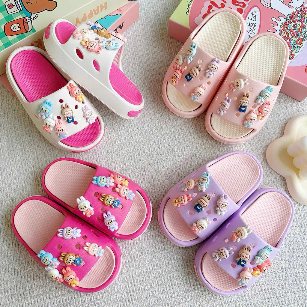 Dép lê cho bé gái gắn sticker cực xinh  . Size 24-35 . Dép lê bé gái hoạt hình siêu cute , mềm êm chân