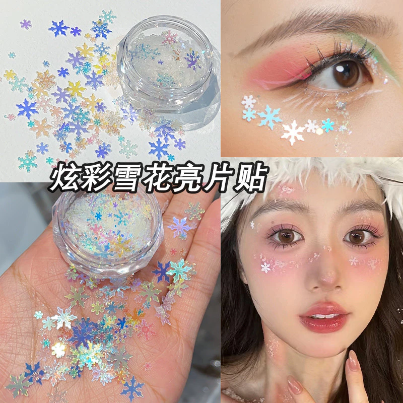 DIY Bông Tuyết Kim Sa Lấp Lánh Trẻ Em Sân Khấu Trang Điểm Nhiều Màu Sắc Bông Tuyết Dán COS Góc Mắt Trang Trí Trang Trí Mặt ins Phụ Kiện Trang Điểm Dán