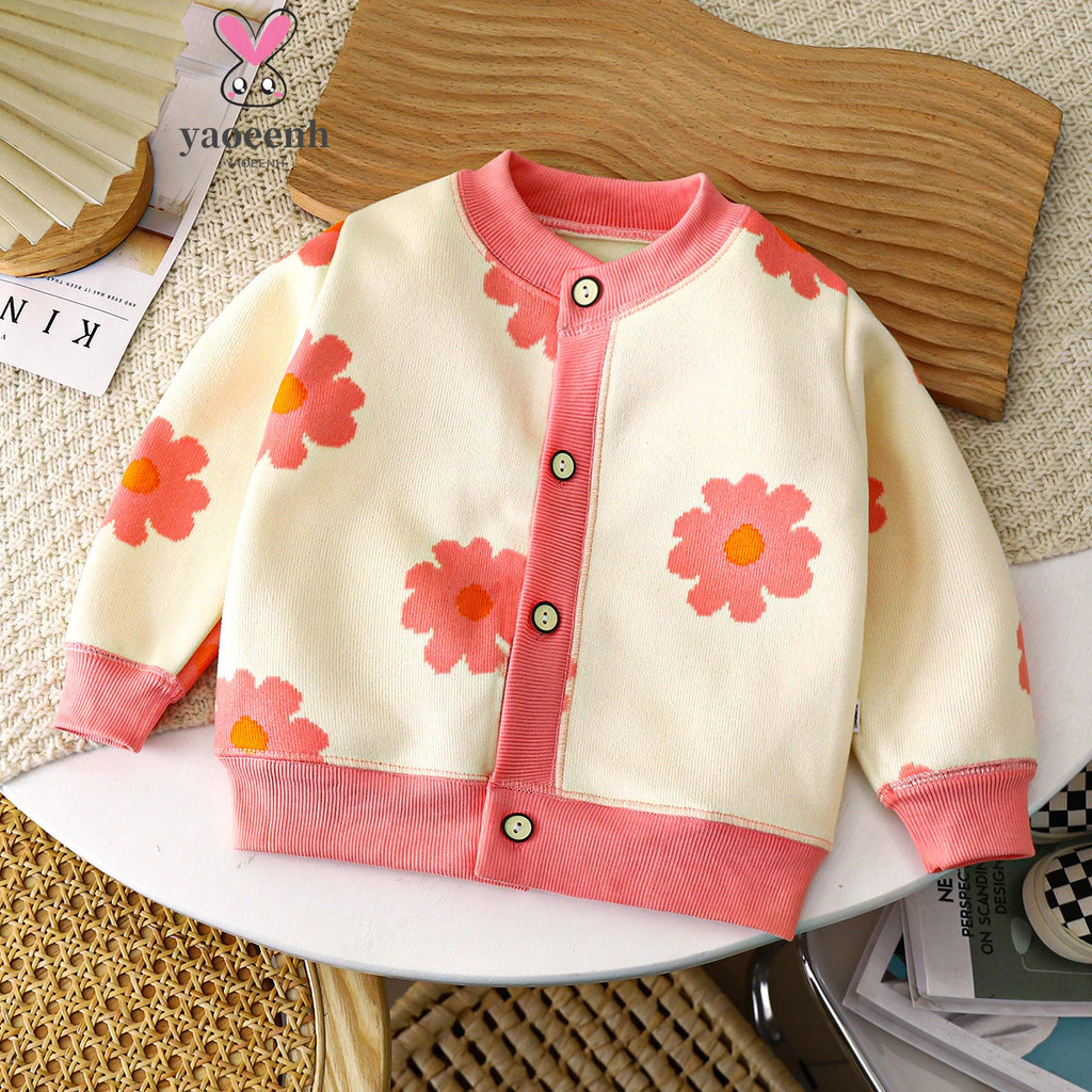 【YAOEENH】80-140cm Tất Cả Trận Đấu Áo Khoác Dệt Kim Cho Bé Trai Bé Gái Trung Nhỏ Trẻ Em Áo Cardigan Ấm Áp Dày Ngoài Mặc Áo Len Re