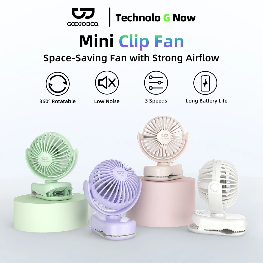 GOOJODOQ Quạt kẹp bong bóng GOOOJDOQ Ba mẫu có thể điều chỉnh 360° Xoay 46DB Tuổi thọ pin dài Tiếng ồn thấp