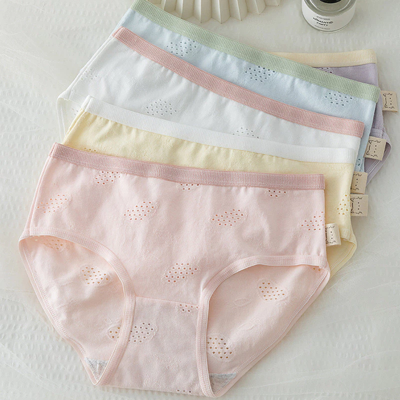 (35-65kg) Quần lót nữ cotton thoáng khí 5A kháng khuẩn, màu sắc đồng nhất, cạp vừa, quần lót nữ sinh