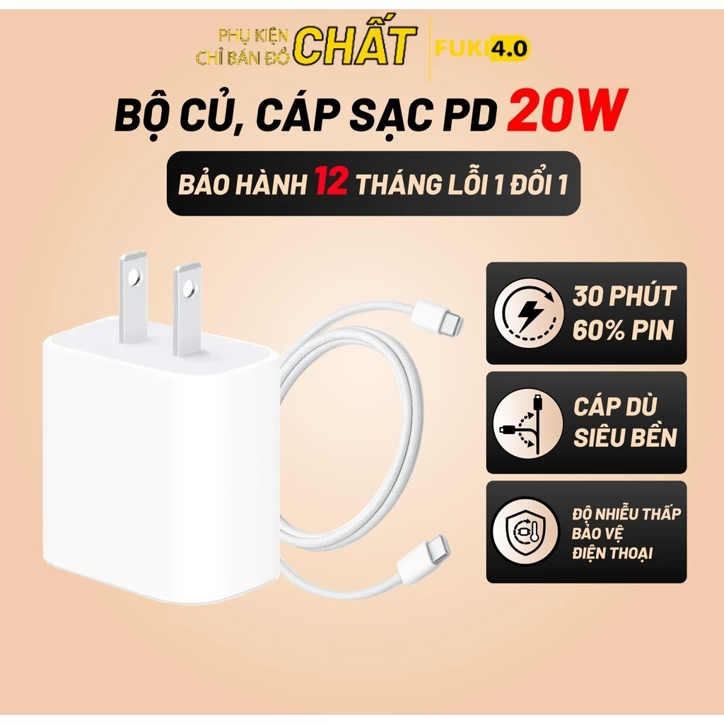 Củ sạc, Cáp sạc nhanh iphone Type C PD 20W Sạc nhanh cho 16 15 14 13 12 11 Pro Max xsmax xr x xs 8 plus