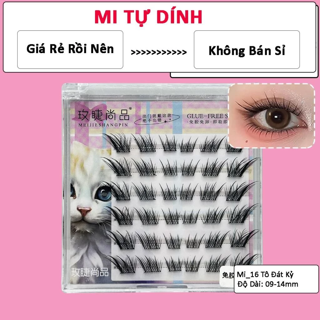 (Mi 16 Tô Đát kỷ) Mi Giả Meijieshangpin Tự Dính Không Cần Keo, Form Mi Mỏng Nhẹ, Tái Sử Dụng, Cho Người Mới