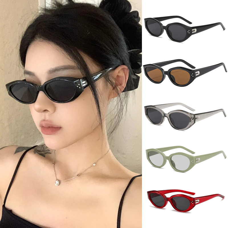 Balltest🎨Kính Râm Gọng Oval Mắt Mèo Đen Sang Chảnh, Kính Gentle Jennie, Tròng Chống Nắng, Phong Cách It Girl
