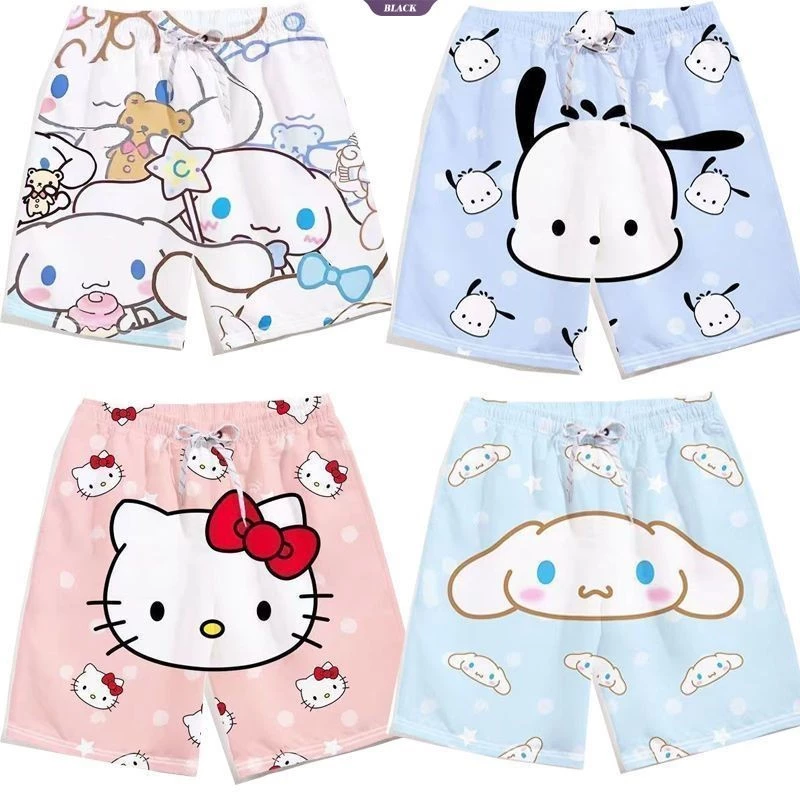 Hello Kitty Cinnamoroll Quần Short Nam Nữ Dễ Thương Size Lớn Có Thể Mặc Bên Ngoài Co Giãn Quần Đi Biển Xu Hướng Rộng [BL]