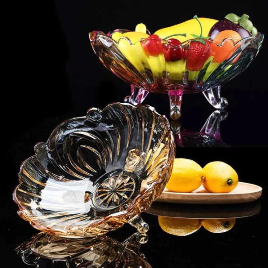 anhduongshop0209 Đĩa Thủy Tinh Đựng Trái Cây 3 Chân. Đĩa thả hoa, đĩa để hoa quả 3 chân thủy tinh pha lê