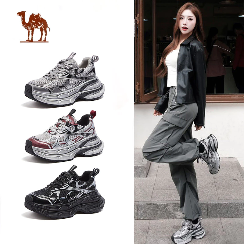 Giày thể thao đế dày CAMEL CROWN  Retro Giày thể thao nữ tăng chiều cao