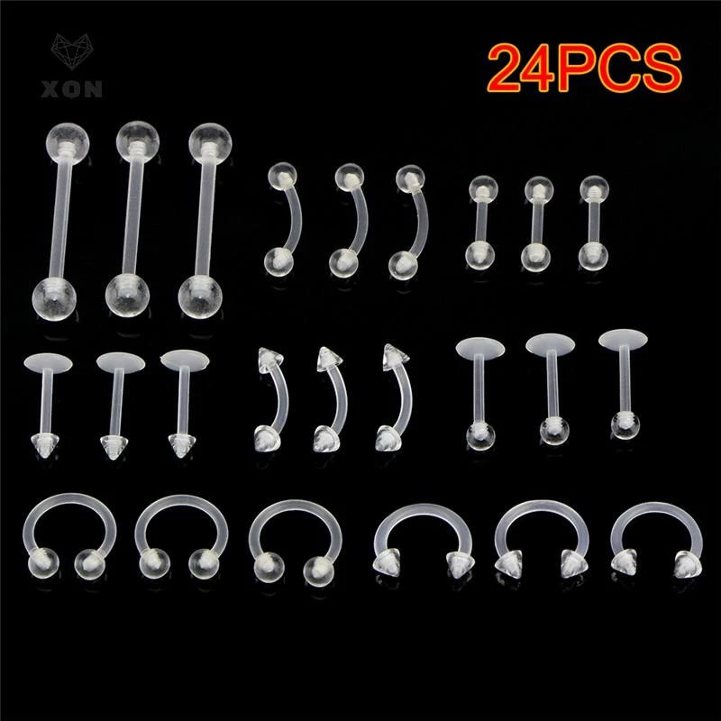 XON Bộ 24 Khuyên Xỏ Cơ Thể Màu Trong Suốt