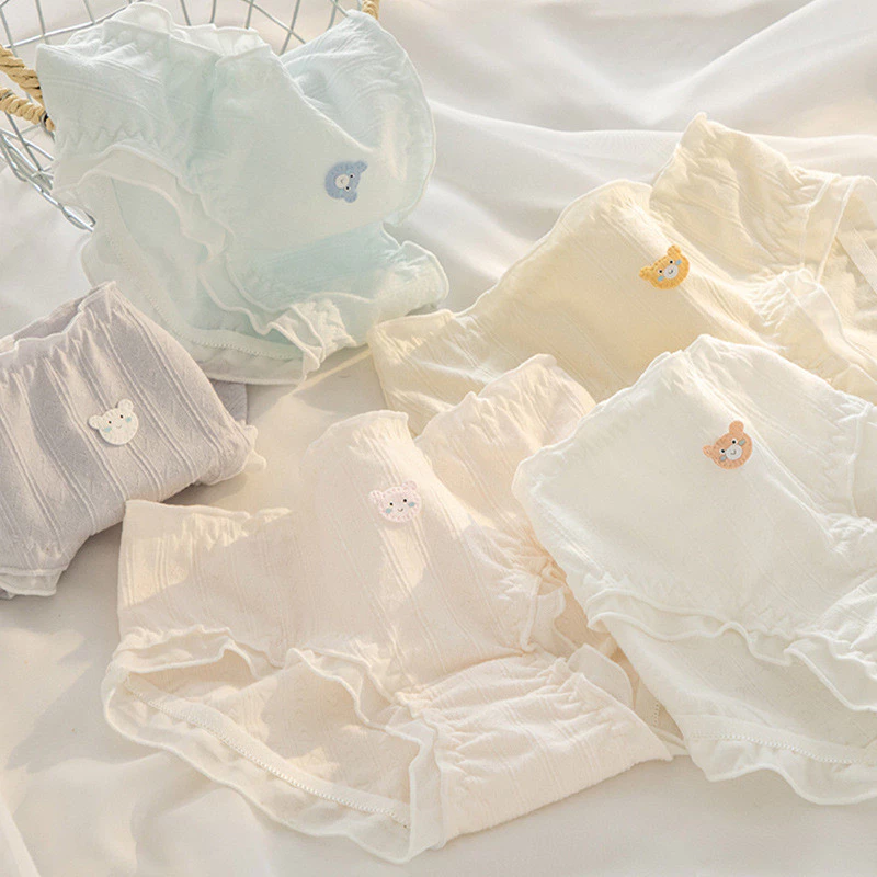 7A Quần lót nữ kháng khuẩn, cotton nguyên chất, nhẹ, thoáng khí, jacquard, cạp vừa ôm sát hông cho bé gái