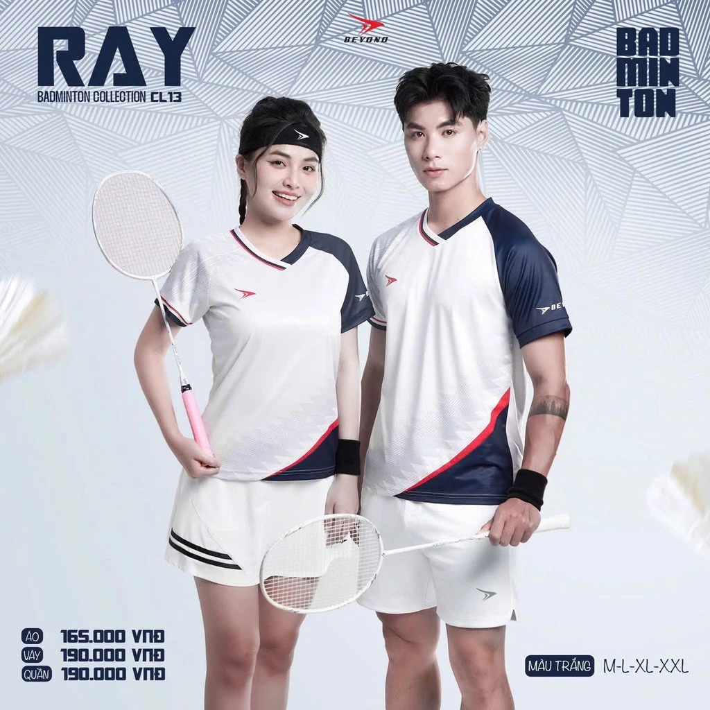 Áo thể thao BEYONO Ray CL13 nam nữ co giãn thoáng khí, áo cầu lông pickleball tennis thấm hút mồ hôi