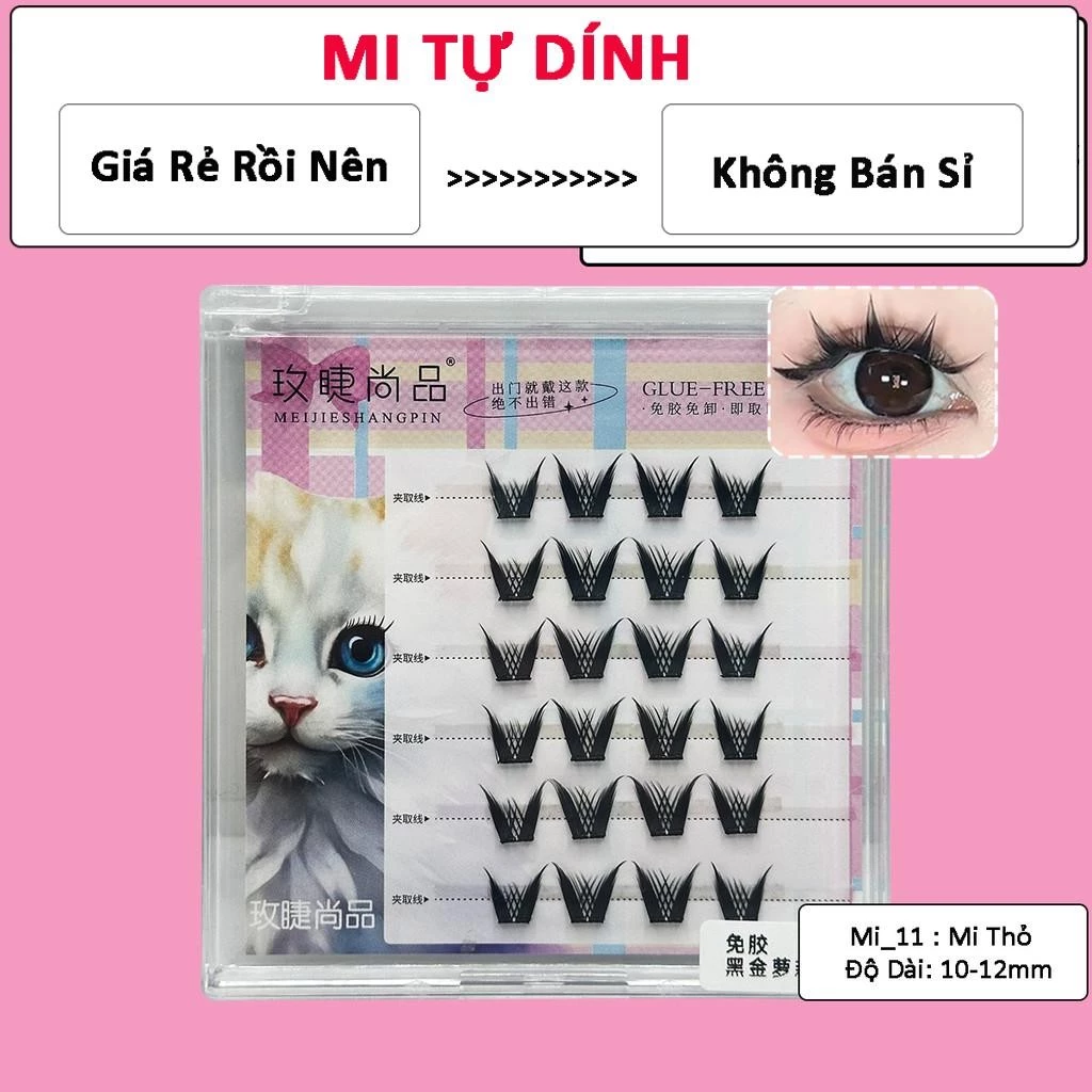 (Mi Thỏ Mi 11)Lông Mi giả tự dính không cần dùng keo (Ảnh shop tự chụp ) - thế hệ mới có thể tái sử dụng nhiều lần