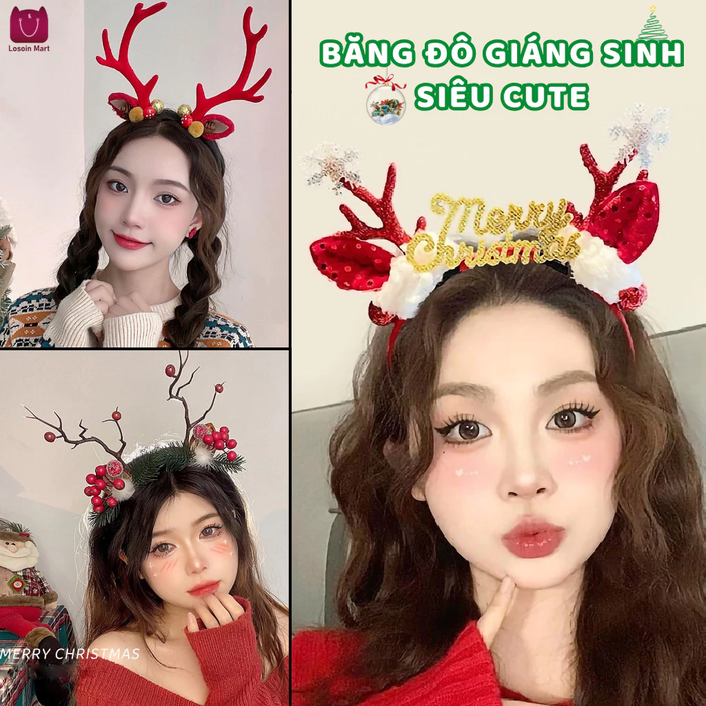 Phụ Kiện Tóc Giáng Sinh, Kẹp Tóc Tai Tuần Lộc Chụp Ảnh Giáng Sinh, Kẹp Tóc Giáng Sinh Dễ Thương