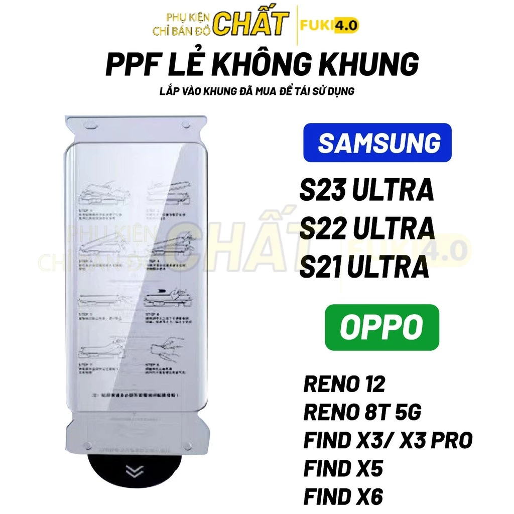 PPF lẻ không khung dành cho s22 ultra s23 ultra oppo reno 8t 5g reno 12 Hõ trợ mở khoá vân tay