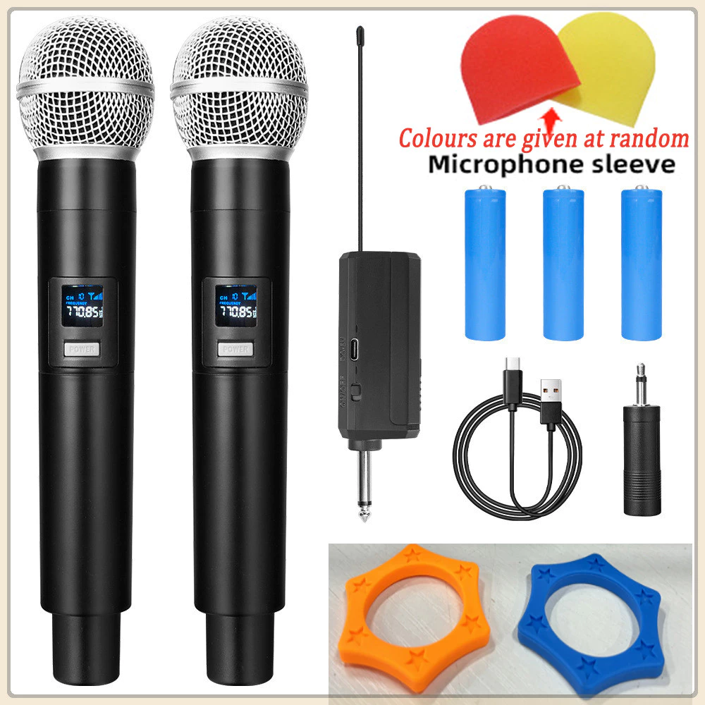 Micro động cầm tay kép không dây UHF Micro Karaoke có thể sạc lại cho bữa tiệc cưới Câu lạc bộ nhà thờ