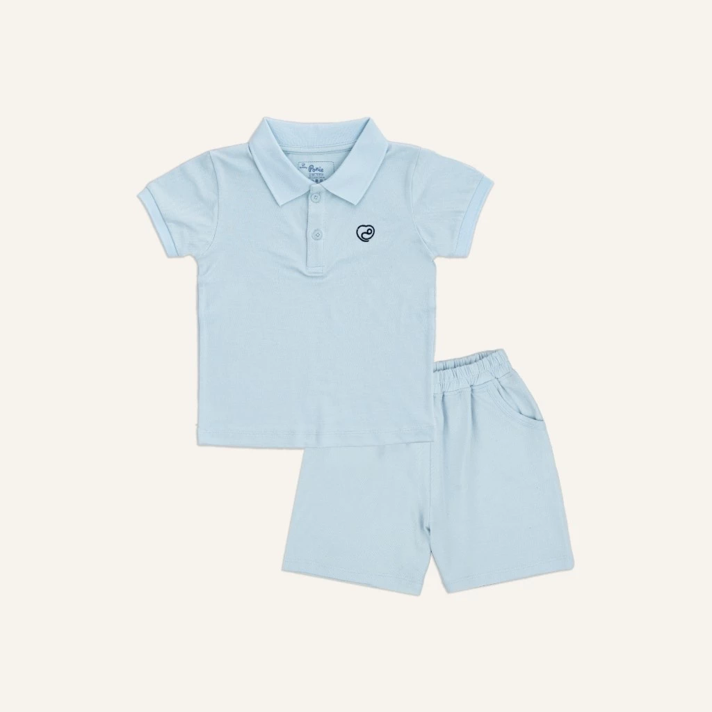 Bộ quần áo cộc tay basic cổ polo BU Baby Ponie, bộ cộc thời trang cá tính bé trai bé gái | BPN130313
