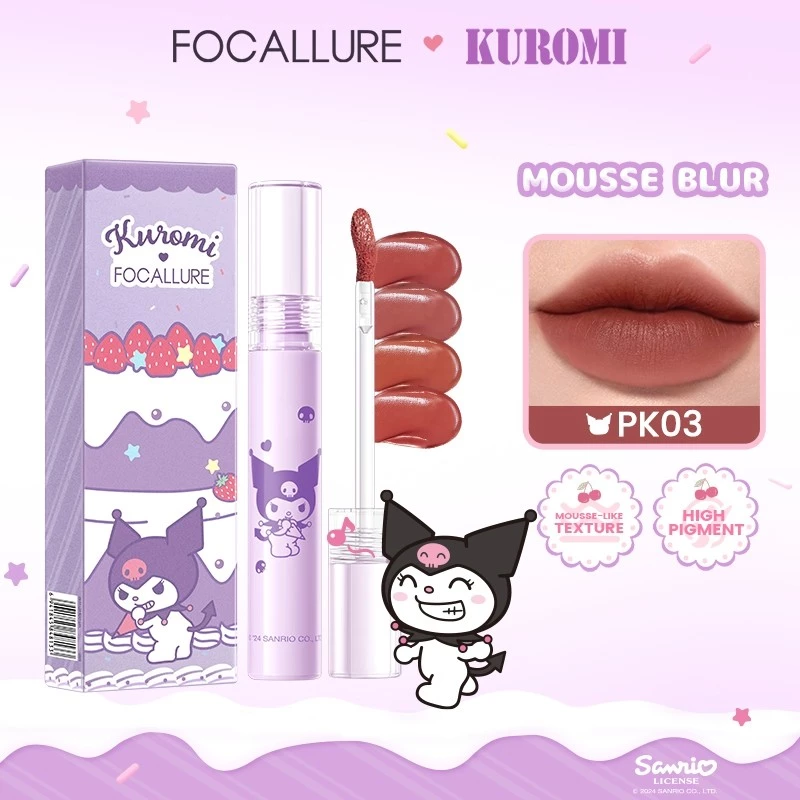 Focallure X Sanrio#CakeInJoy Mousse Blur Velvet Matte Lip Tint Nhẹ Sắc Tố Cao Mượt Dài Mặc