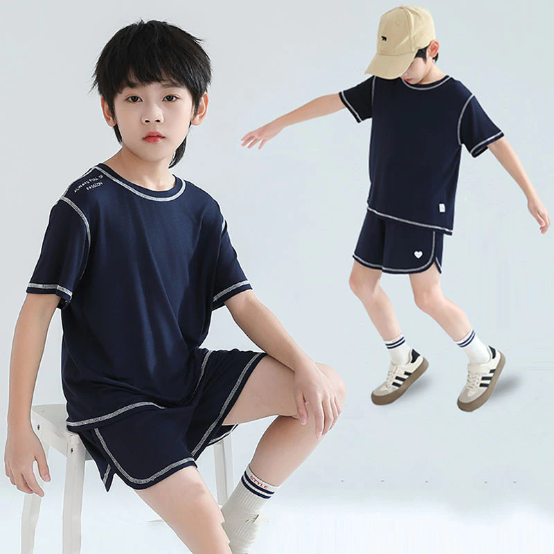 (15-55kg) Bộ Đồ Ngủ Cộc Tay Mùa Hè chất Thun Lạnh Mỏng Dai Siêu Mềm Co Giãn và Thấm Hút Mồ Hôi Tốt cho Bé Trai