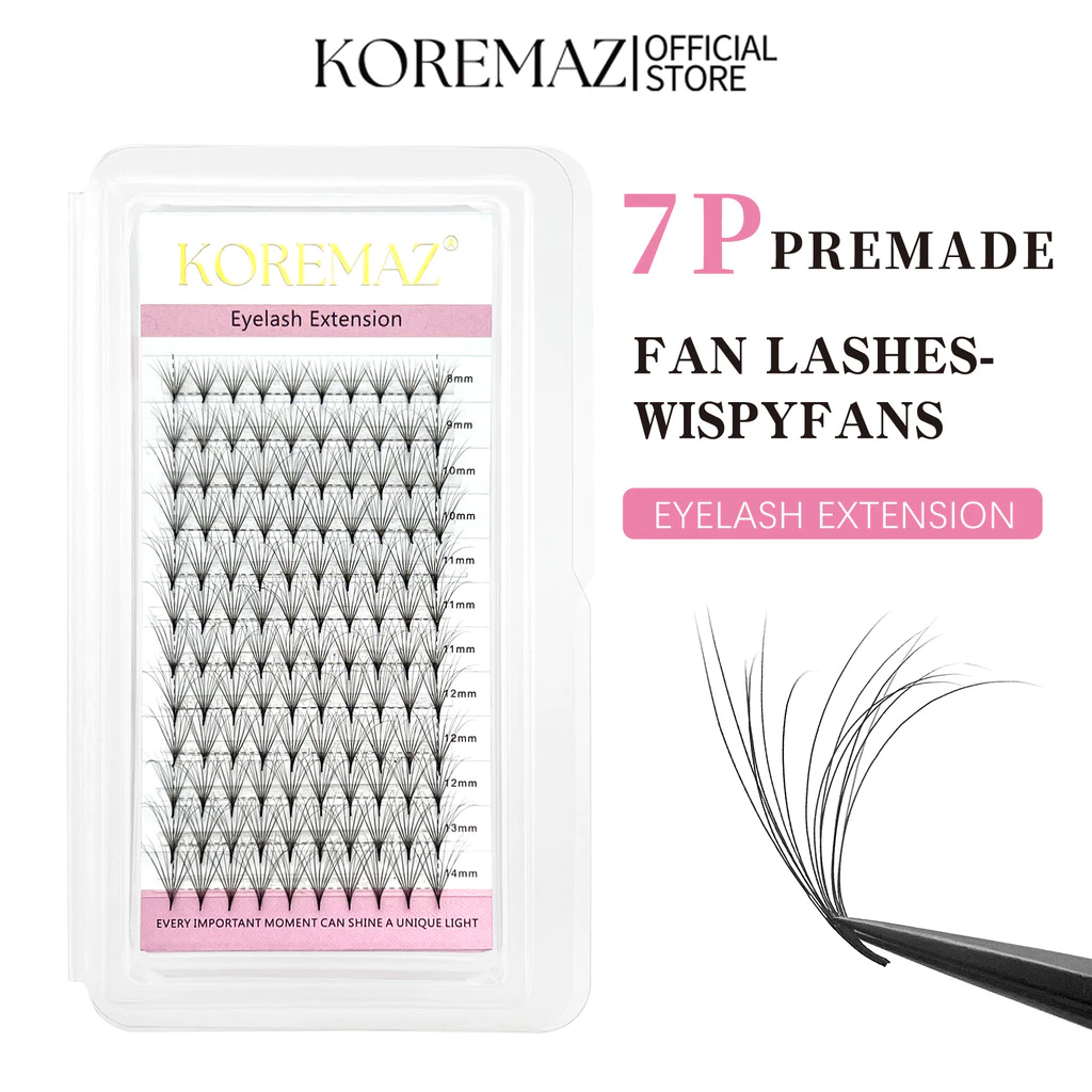 Koremaz 7P lông mi giả hoang dã 0,07C / D / DD Curl 8-14mm Quạt dễ dàng Làm sẵn Khối lượng cao cấp Chồn mềm mại Dễ dàng lông tơ tự nhiên