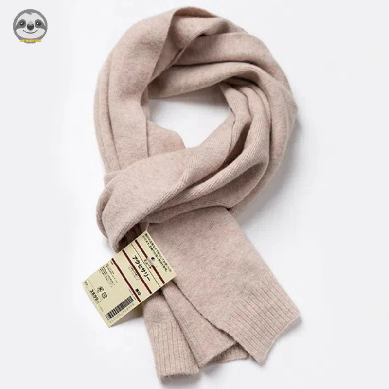 Phong cách Nhật Bản Phong cách Muji / Khăn ấm áp phù hợp cho mọi trận đấu phong cách ngắn / Khăn quàng cổ đơn giản / Khăn len pha trộn mùa thu đông / dệt kim cao cấp