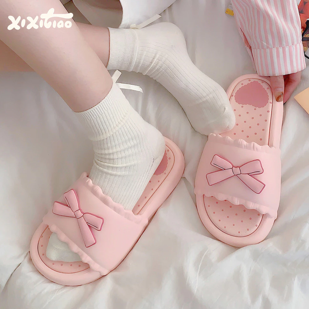 XIXITIAO Dép Nơ Nhà Dễ Thương eva Thoải Mái Đế Dày Mặc Ngoài