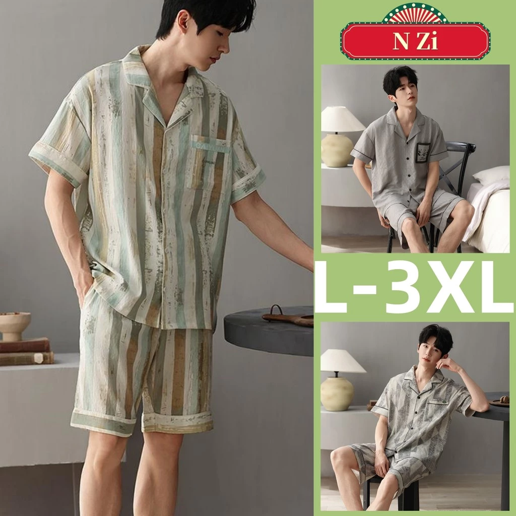 Bộ Đồ Ngủ Nam Cotton Bộ Đồ Ngủ Mùa Hè Tay Ngắn Đồ Ngủ Người Thoải Mái Thoáng Khí Loungewear Mỏng