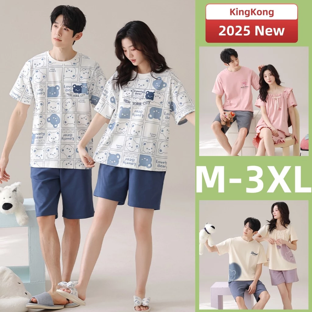 Bộ Đồ Ngủ Cặp Đôi Cao Cấp Cotton Ngắn Tay Bộ Đồ Ngủ Nam Nữ Đồ Ngủ Người Phụ Nữ Thoáng Khí Plus Kích Thước Mặc Nhà