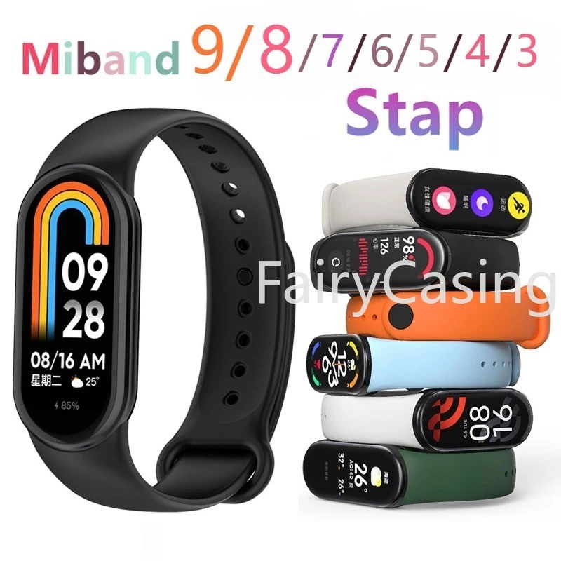 Không có đồng hồ Dây đeo silicon mềm cho Mi Band 10 9 8 Vòng đeo tay thể thao Dây đeo cổ tay cho Mi Band 7 6 5 4 3 NFC Phụ kiện thay thế