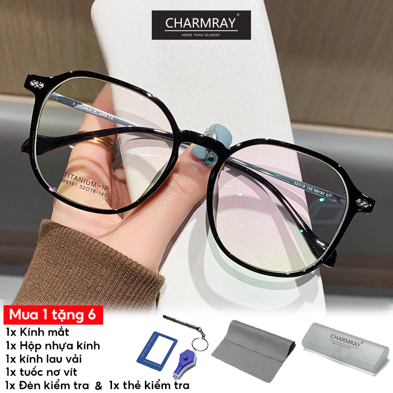 Charmray Kính mắt chống bức xạ đa giác TR90 dành cho nữ