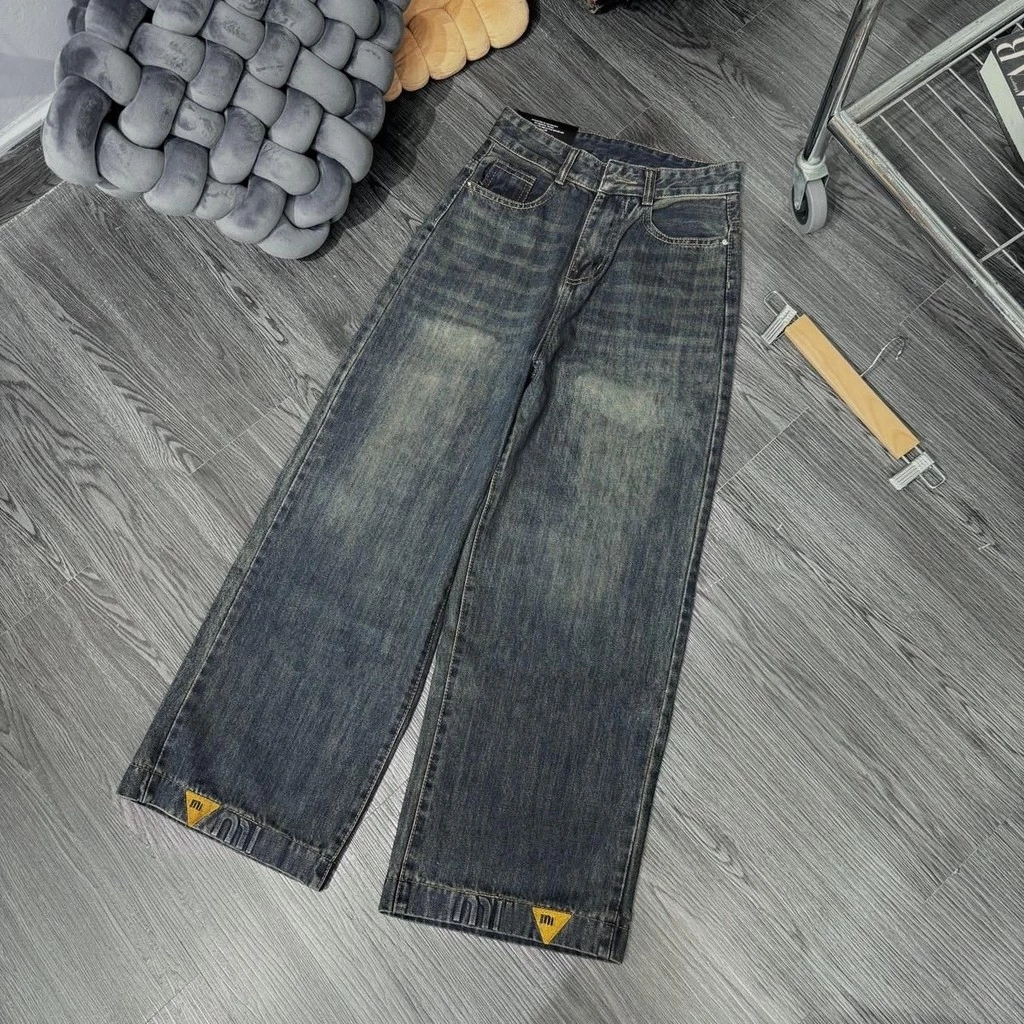(95cm) Quần Jean Nữ  Suông Rông Nấm Trơn QC . Jean ko giãn . Đủ Size S/M/L ( S01 - Quần suông nấm ) 6748