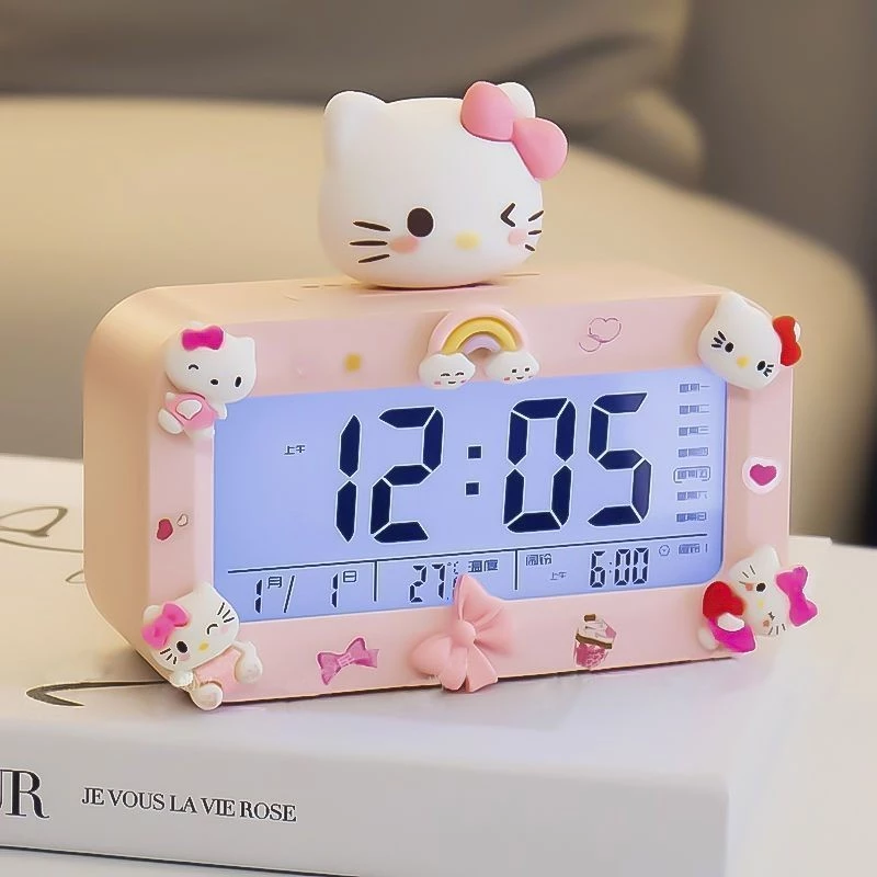 Hello Kitty đồng hồ báo thức sinh viên thức dậy cổ vật trẻ em dễ thương đồng hồ điện tử cô gái ngày lễ quà tặng