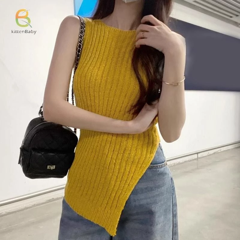 [kittenBaby-t] Áo hai dây dệt kim thiết kế thời trang mới mùa hè dành cho nữ [mới]