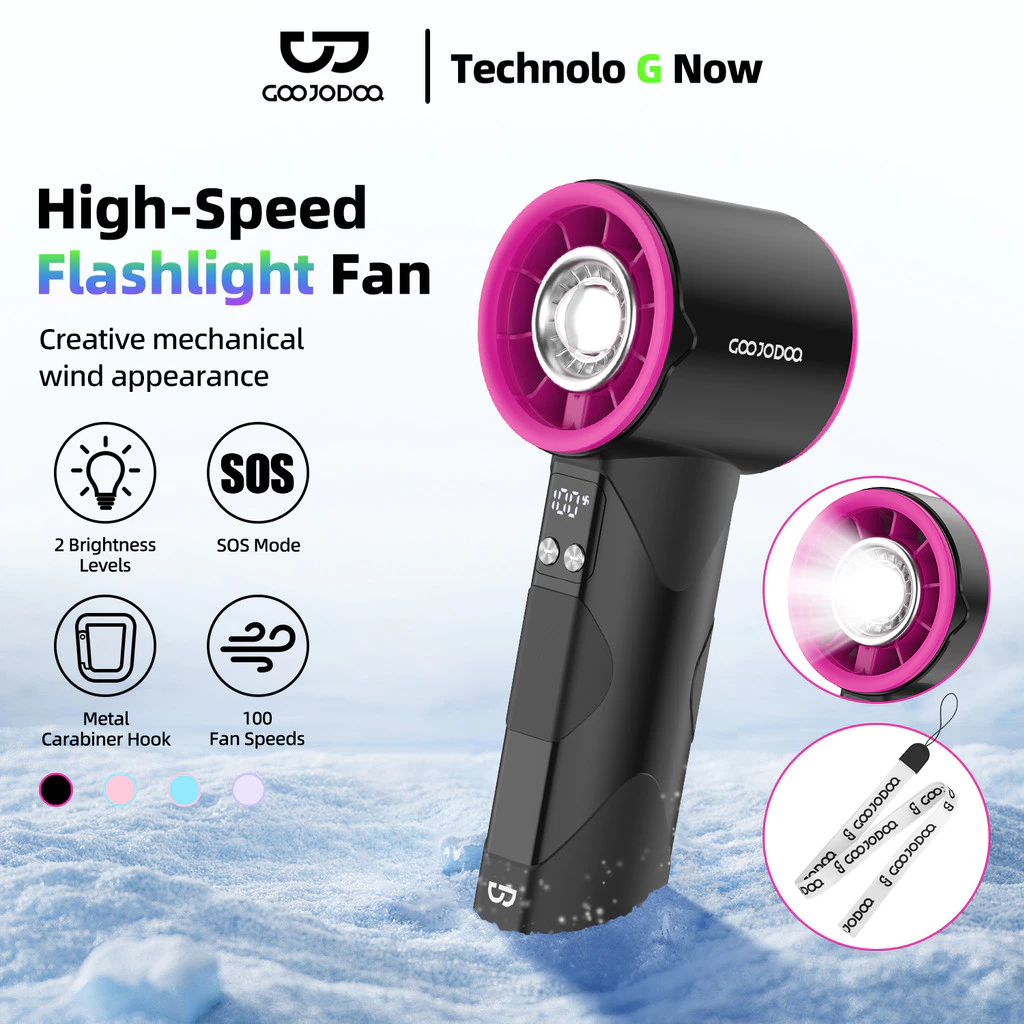 Quạt đa chức năng tốc độ cao Goojodoq 4000mah 10X có đèn pin LED, màn hình kỹ thuật số và móc treo