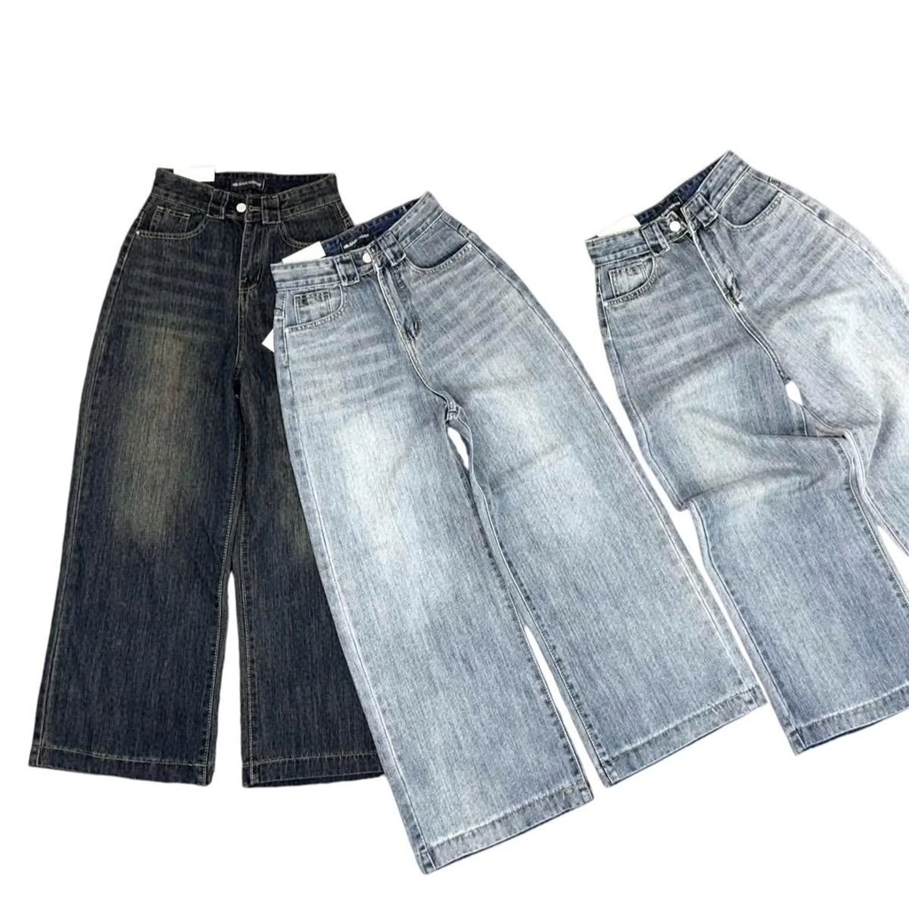 (94/95cm) Quần Jean Nữ  Suông Rông Nấm Trơn QC . Jean ko giãn . Đủ Size S/M/L ( S01 - quần suông nấm ) 6261