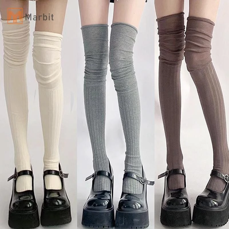 Marbit Màu Trơn Đùi Vớ Cao Cấp Nữ Hợp Thời Trang Trên Đầu Gối Nữ Tất Dài Nhiệt Ấm Cotton Ống Cao Quần Legging Mới