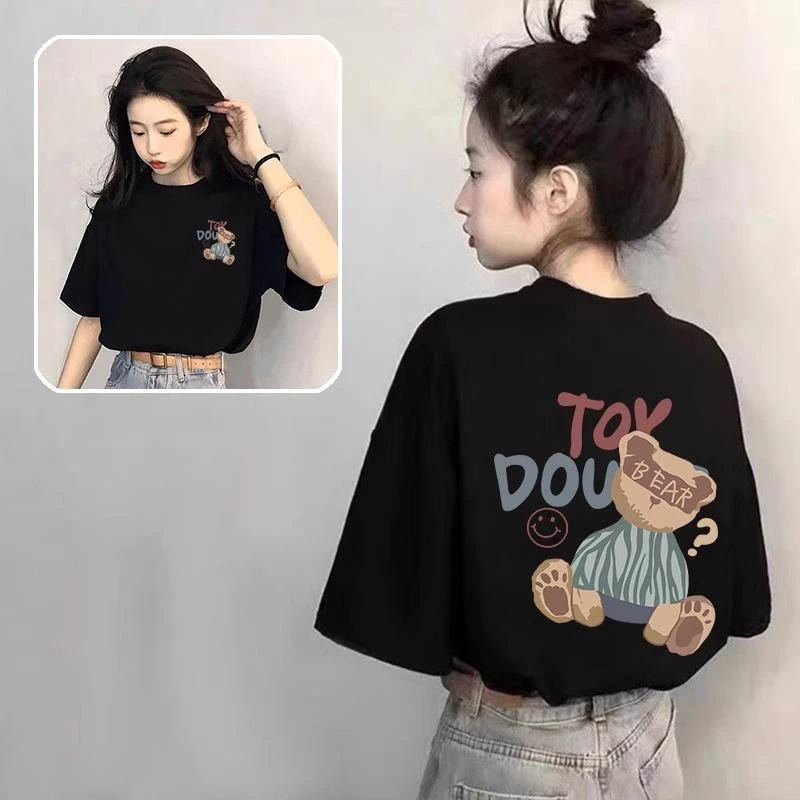 Áo thun nữ HINH GAU tay ngắn mùa hè kiểu mới size nhỏ, nhẹ nhàng, tay ngắn, đa năng, giản dị, áo đẹp