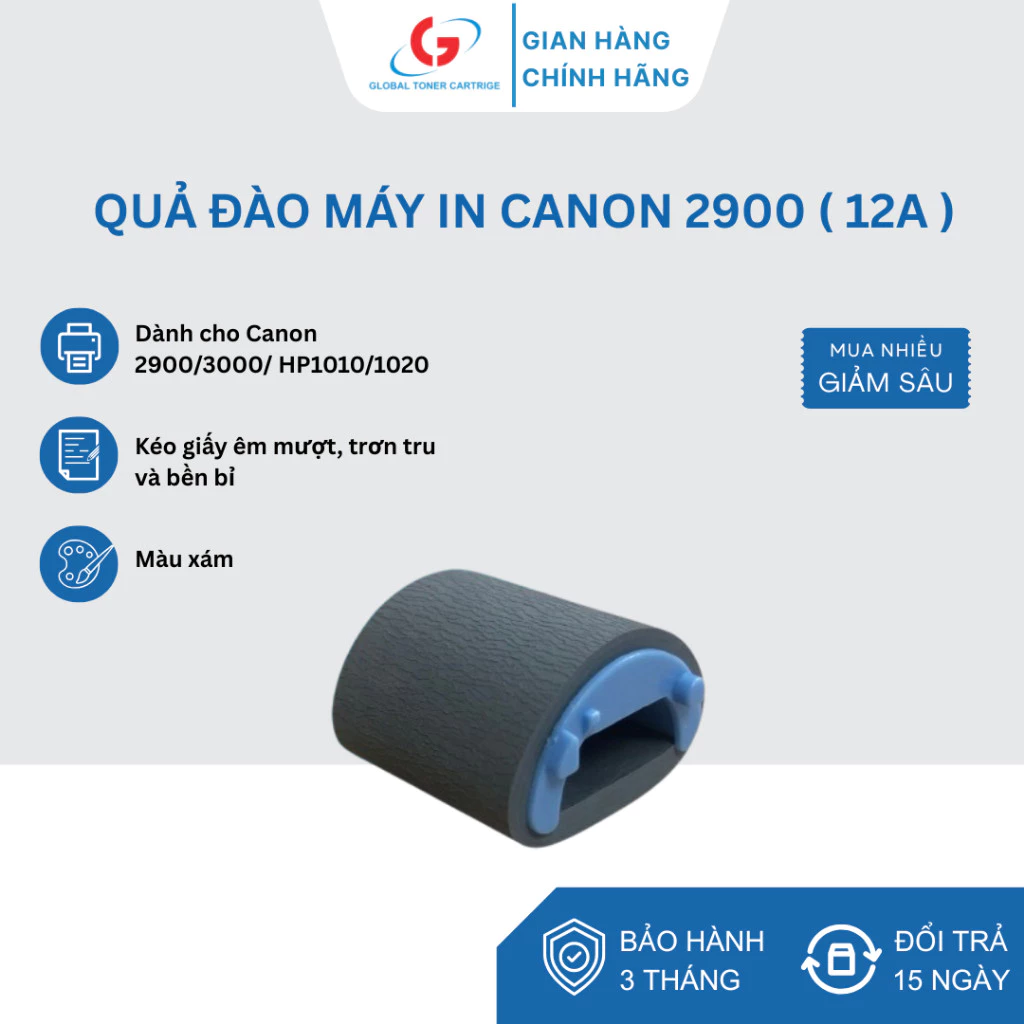 COMBO 2 - Quả đào 12A- Quả đào kéo giấy máy in Canon 2900 Hp 1010, 1020, 1319F.