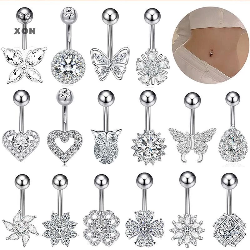 [XON] Nhẫn Nút Bụng Trái Tim Gợi Cảm Cá Tính Cho Nữ Bé Gái Pha Lê Zircon Bụng Rốn Nhẫn Trang Sức Cơ Thể [EN]