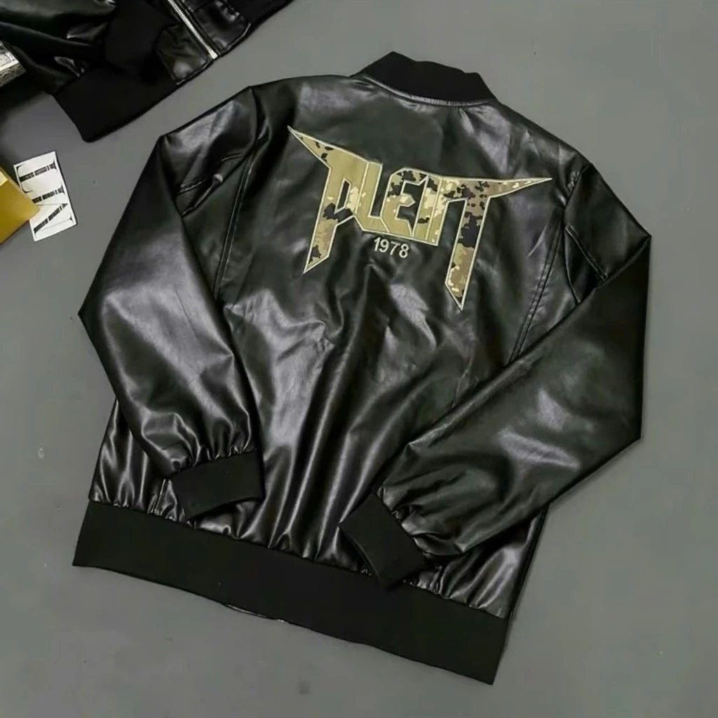 Áo Khoác Da Phii Lipp Thêu Chữ Sau Lưng, Logo Sắt , Phối Khoá Cho Nam Nữ Menswear Jacket
