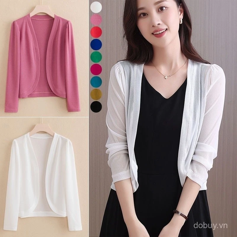 XL-6XL nữ dệt kim thời trang dài tay rộng chống nắng ngoại cỡ