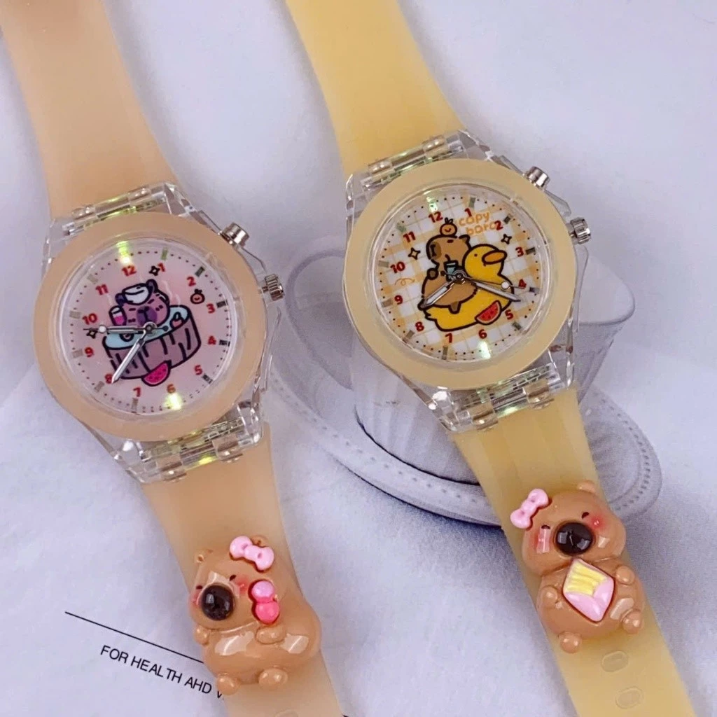 Đồng Hồ Chiếu Hình Kuromi,Labubu,Capybara , Cinamarol 3D Điện Tử Cho Bé Trai Bé Gái