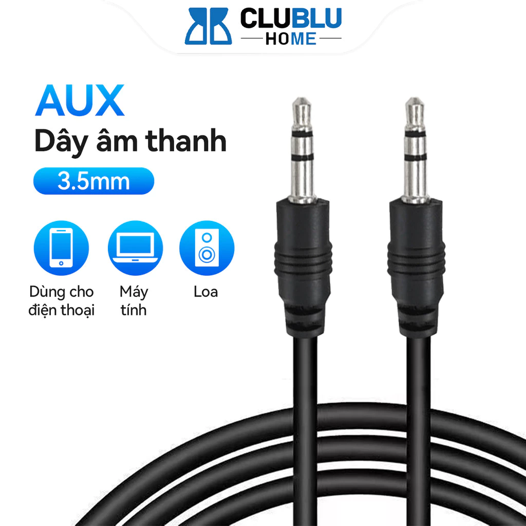 Dây Cáp AUX 3.5mm CHOME Dây Cắm Hai Đầu Kết Nối Âm Thanh Dài 1.5M Cho Loa Tivi Máy Tính Laptop