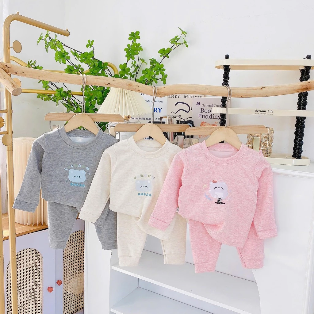 Bộ dài tăm lông thỏ HSBABY cổ 3 phân in hình cho bé