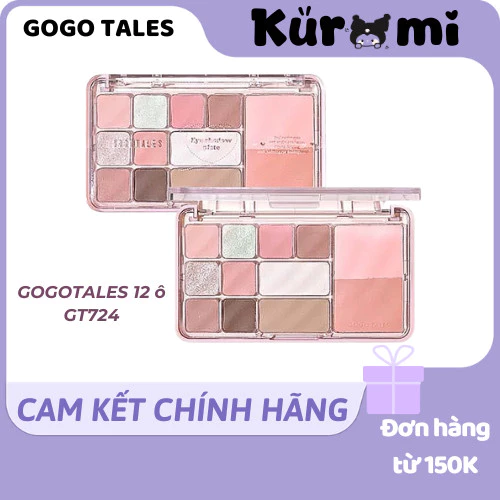 GOGO TALES Bảng phấn mắt má kèm tạo khối 12 ô màu 4in1 GOGO TALES Heart Racing Comprehensive Power Platte GT724 14.6g